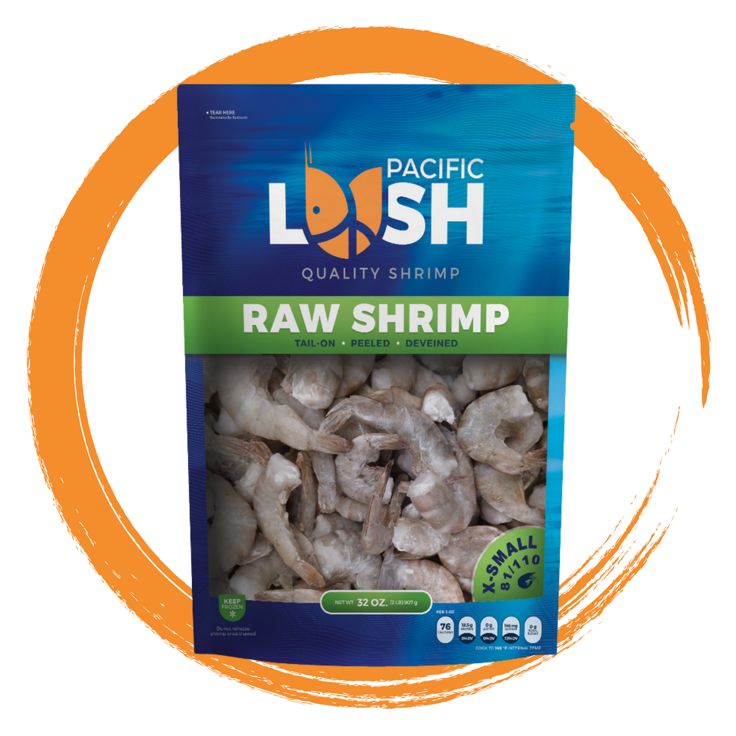 Extra-Small 81/110 - Pacific White Shrimp Head-Less. 24 lbs case.